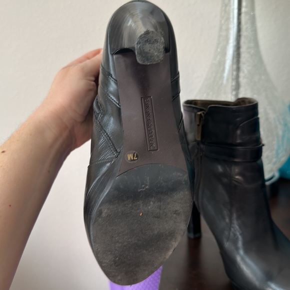 Banana Republic Sophie Black Leather High Heel Booties w/Braided Buckle Strap - Picture 10 of 13